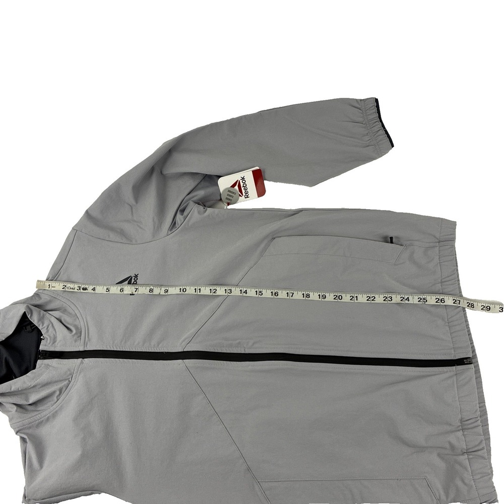 New Mens Reebok Ascent Full Zip Windbreaker Jacket Size Small NWT Gray Sleet - Picture 5 of 8